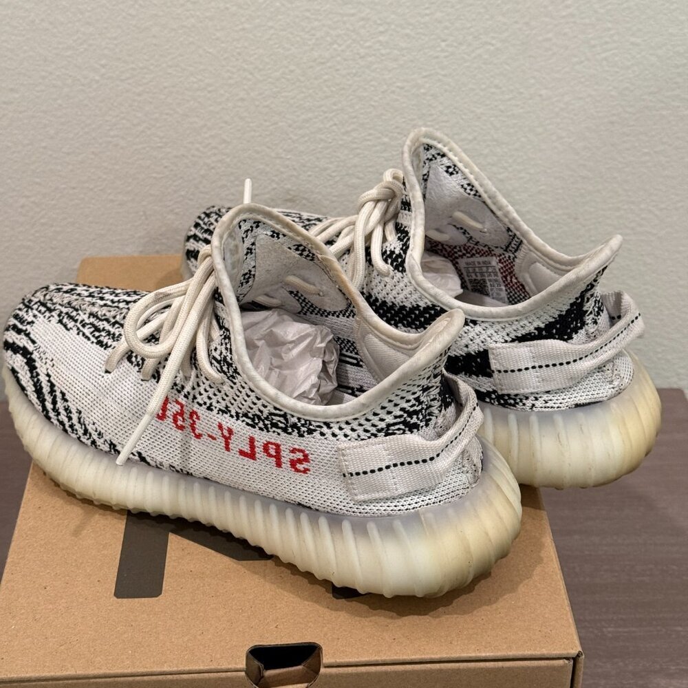 YEEZY BOOST 350 V2 CP9654 WHITE/BLACK/RED BLANC/NOIESS/ROUGE - Picture 9 of 11